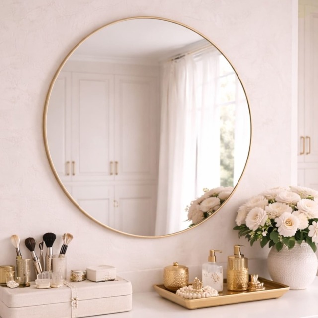 Rei - Round Gold Metal Circle Mirror - 70cm x 70cm - image 1