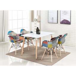 Patchwork Halo Dining Table Set with 4 Chairs - thumbnail 2
