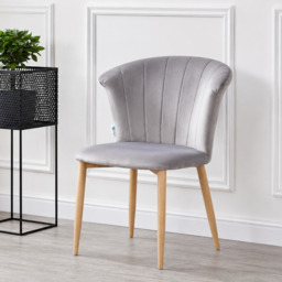 Elsa Velvet Dining Chair - Grey / Single