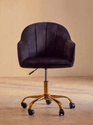 Brent Black Velvet And Gold Base Home Office Chair - thumbnail 1