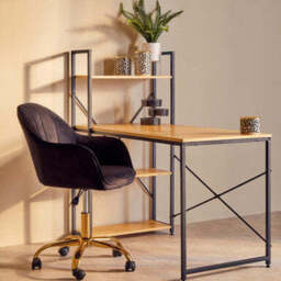 Brent Black Velvet And Gold Base Home Office Chair - thumbnail 3