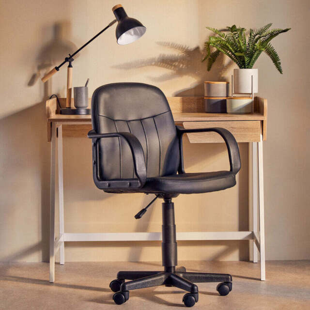 Flint Black Leather Effect Home Office Chair - image 1