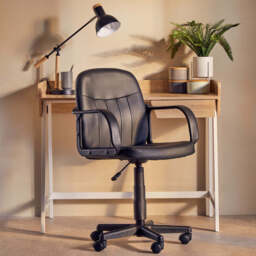 Flint Black Leather Effect Home Office Chair - thumbnail 1