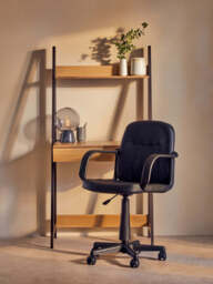 Flint Black Leather Effect Home Office Chair - thumbnail 3