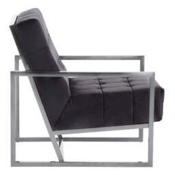 Hana Black Velvet Chair with Stainless Steel Frame - thumbnail 4