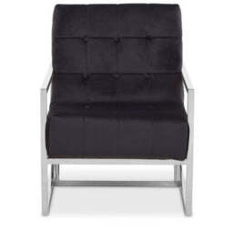 Hana Black Velvet Chair with Stainless Steel Frame - thumbnail 2