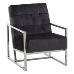 Hana Black Velvet Chair with Stainless Steel Frame - thumbnail 3