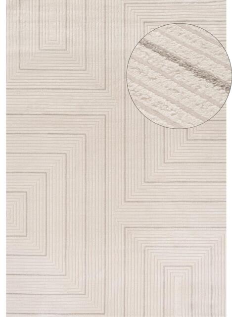 Carmel Cream-Grey Geometric Rug - 6040 - 200X290 cm