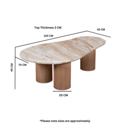 Bundi Natural Marble & Wood Pedestal Coffee Table - thumbnail 5