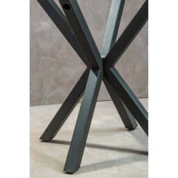 Clear Glass Top Round Dining Table with Grey Metal Legs, Salford - thumbnail 5
