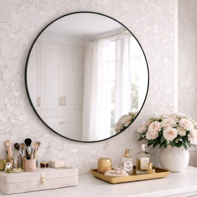 Rei - Round Black Metal Circle Mirror - 70cm x 70cm - image 1
