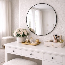 Rei - Round Black Metal Circle Mirror - 70cm x 70cm - thumbnail 3