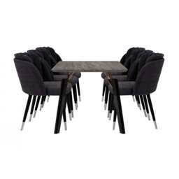 Milano Cosmo LUX Dining Set - a Black Dining Table & 6 Dining Chairs with Silver End Caps - thumbnail 1