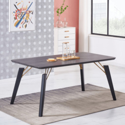 Milano Cosmo LUX Dining Set - a Black Dining Table & 6 Dining Chairs with Silver End Caps - thumbnail 3