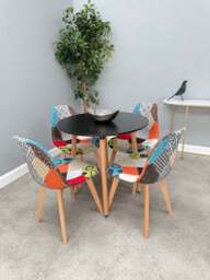 Patchwork Halo Dining Table Set - Set of 4 Patchwork Retro Chairs & a Halo Dining Table - thumbnail 2