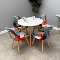 Patchwork Halo Dining Table Set - Set of 4 Patchwork Retro Chairs & a Halo Dining Table - thumbnail 1