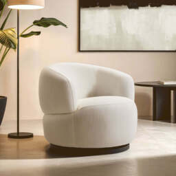 Bordo Textured Cream Curved Swivel Chair - thumbnail 4
