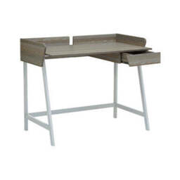 Light Oak Veneer Effect 1 Drawer Desk in White Finish Frame - Bradbury - thumbnail 4