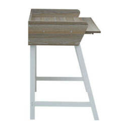 Light Oak Veneer Effect 1 Drawer Desk in White Finish Frame - Bradbury - thumbnail 5