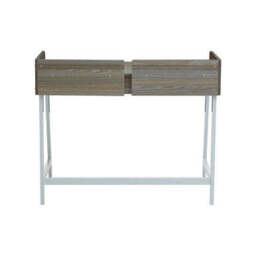 Light Oak Veneer Effect 1 Drawer Desk in White Finish Frame - Bradbury - thumbnail 6