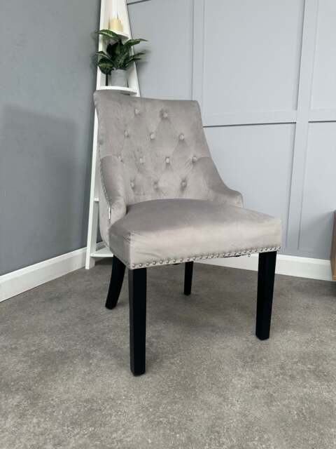 Windsor Velvet Dining Chair - Light Grey - image 1