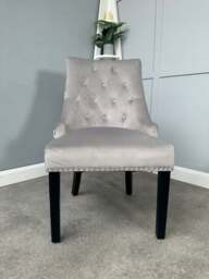 Windsor Velvet Dining Chair - Light Grey - thumbnail 2