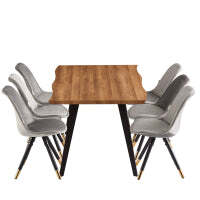 Sofia Rocco Dining Set - Dark Grey / Set of 6 / Oak