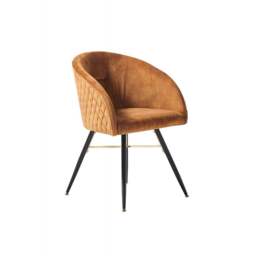 Vittorio LUX Velvet Dining Chair with Metal Legs - Perfect for Dining Room Living Room - Golden Tan / Single