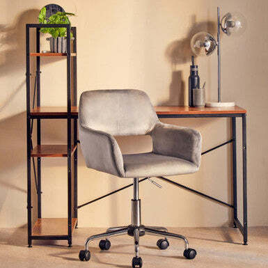 Brent Grey Velvet And Chrome Base Home Office Chair - image 1