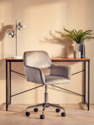 Brent Grey Velvet And Chrome Base Home Office Chair - thumbnail 3