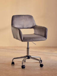 Brent Grey Velvet And Chrome Base Home Office Chair - thumbnail 6
