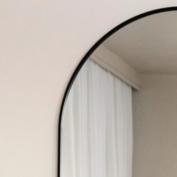 Emi - Full Length Black Metal Runway Oval Mirror - 180cm x 80cm - thumbnail 4