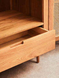 Lyon Natural Rattan and Oak Wood 2 Door Wardrobe - thumbnail 6