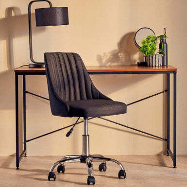 Brent Ribbed Black And Chrome Home Office Chair - image 1
