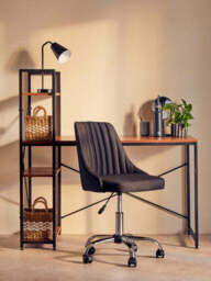 Brent Ribbed Black And Chrome Home Office Chair - thumbnail 3