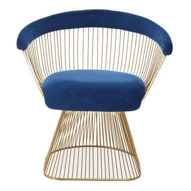 Anzio Navy Blue Velvet And Brushed Gold Chair - image 1
