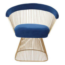 Anzio Navy Blue Velvet And Brushed Gold Chair - thumbnail 1