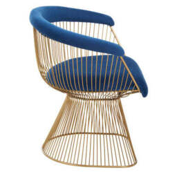 Anzio Navy Blue Velvet And Brushed Gold Chair - thumbnail 3