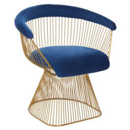 Anzio Navy Blue Velvet And Brushed Gold Chair - thumbnail 2