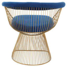 Anzio Navy Blue Velvet And Brushed Gold Chair - thumbnail 4