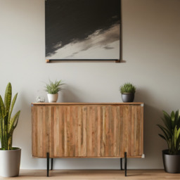 York Solid Wood Sideboard With Metal Legs - thumbnail 3
