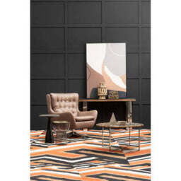 Harold Brown Leather Effect Button Tufted Swivel Chair - thumbnail 3