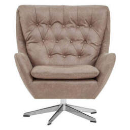 Harold Brown Leather Effect Button Tufted Swivel Chair - thumbnail 2