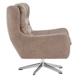 Harold Brown Leather Effect Button Tufted Swivel Chair - thumbnail 5