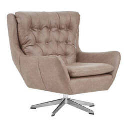 Harold Brown Leather Effect Button Tufted Swivel Chair - thumbnail 4
