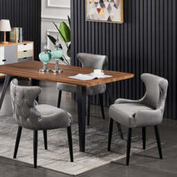 Oxford Rocco LUX 5PCs Dining Set includes an Oak Dining Table and Set of 4 Dining Chairs - thumbnail 2