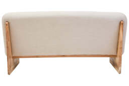2 Seater Armless Cream Textured Linen Sofa with Wood Base, Parova - thumbnail 5
