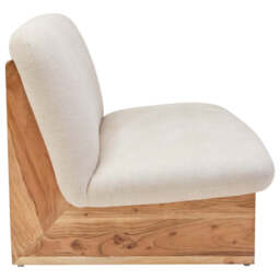 2 Seater Armless Cream Textured Linen Sofa with Wood Base, Parova - thumbnail 4