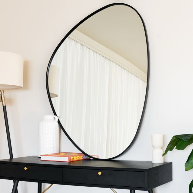 Izumi - Black Metal Irregular Pebble Mirror - 120cm x 90cm - image 1