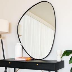 Izumi - Black Metal Irregular Pebble Mirror - 120cm x 90cm - thumbnail 1
